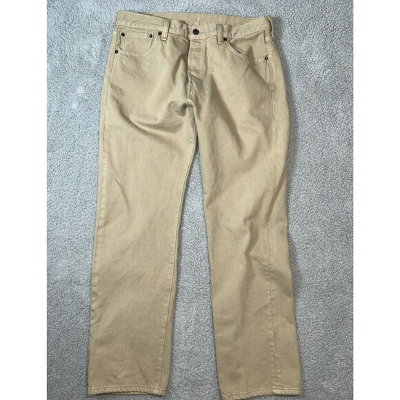 Levi’s Mexico 501 Khaki Jeans Men's 34x30 Button Fly Straight Leg Jeans - Picture 1 of 13